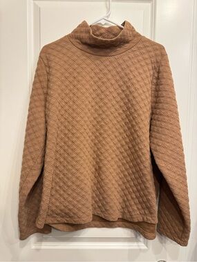 J. Crew Quilted Turtleneck Sweater - Camel Brown
